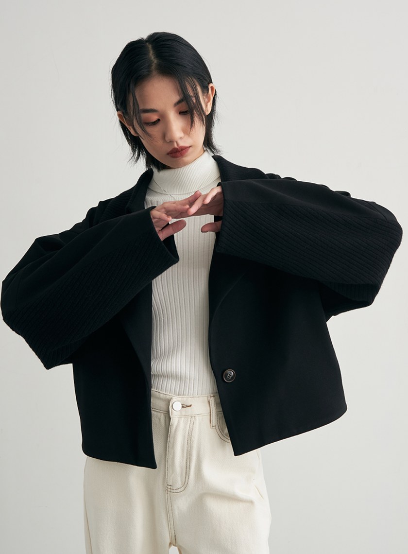 個性異材質拼接休閒外套